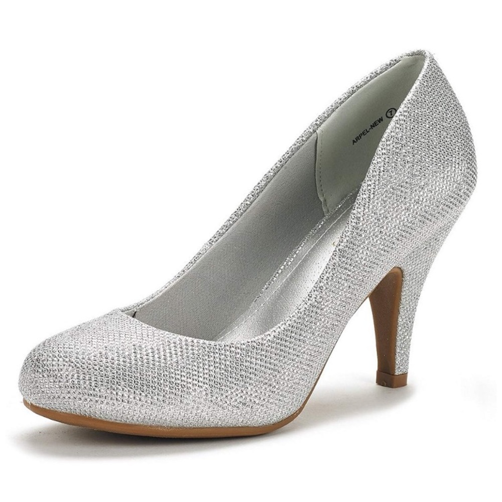 Silver glitter heels